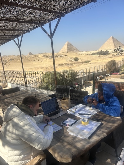 papyrus painting giza near pyramids activity